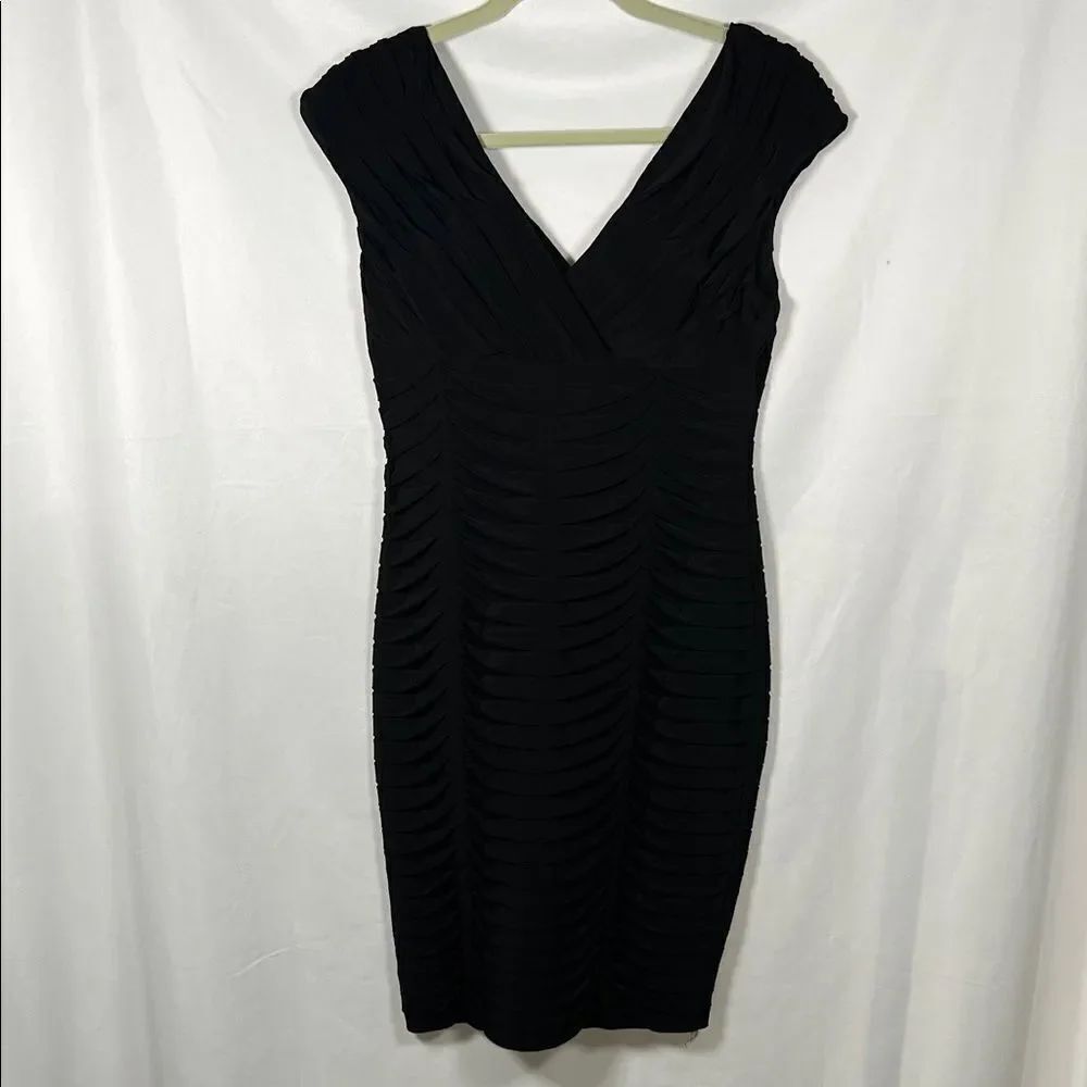 Adrianna Papell Black Ruched Mini Dress Size 8